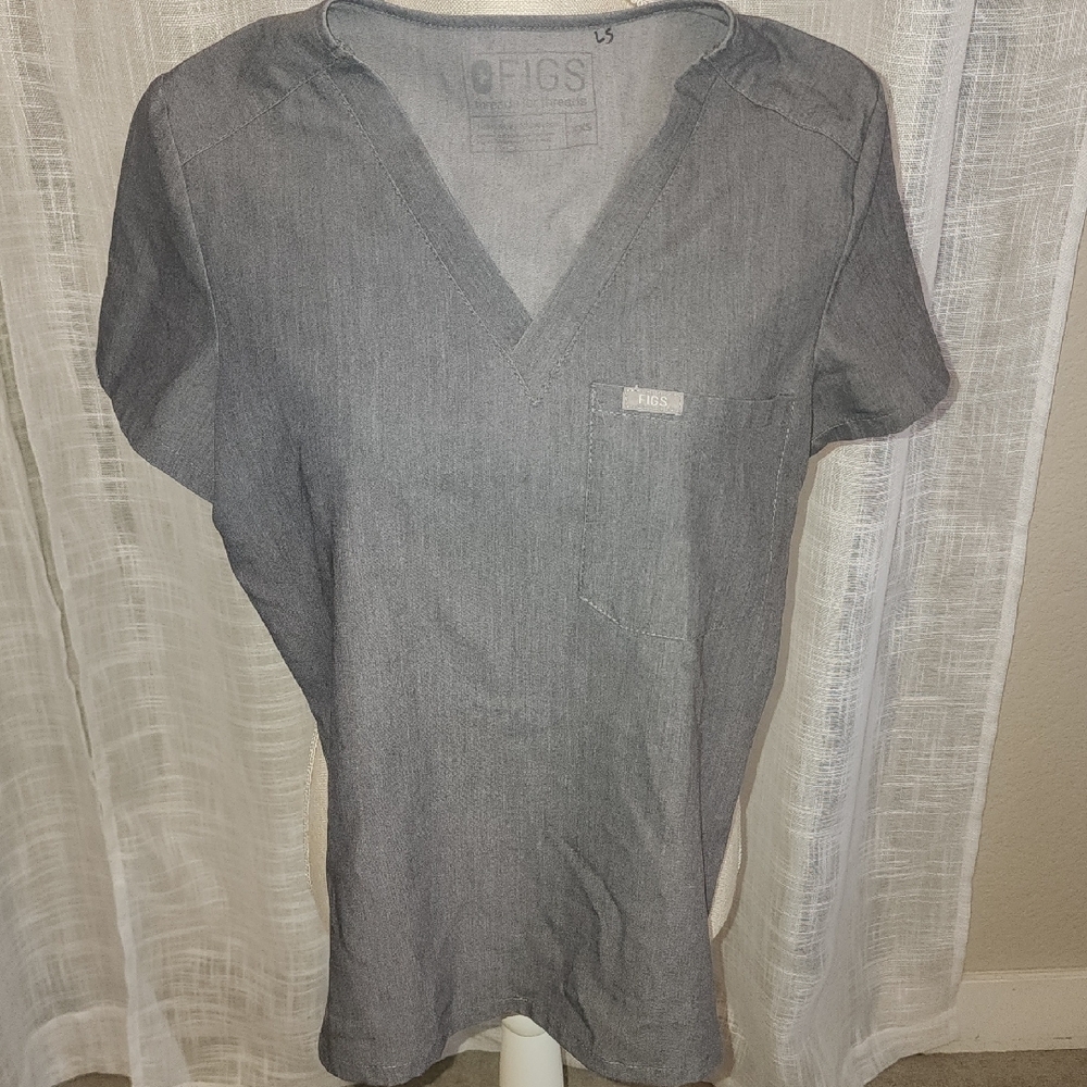 Figs Catarina Womens Scrub Top Gray XXS Medical Nurse Uniform
